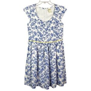 Matilda Jane Bluebird Belted Retro Floral Cap Sleeve Midi Dress Size 8 Belted